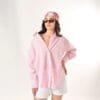 oversized ριγέ πουκάμισο γυναικείο ροζ - καλοκαιρινό casual look