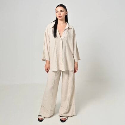 Λινό Σετ με Δαντέλα – Natural Linen Lace Set