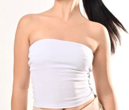 Λευκό Rib Bandeau Top – Essential Tube Crop